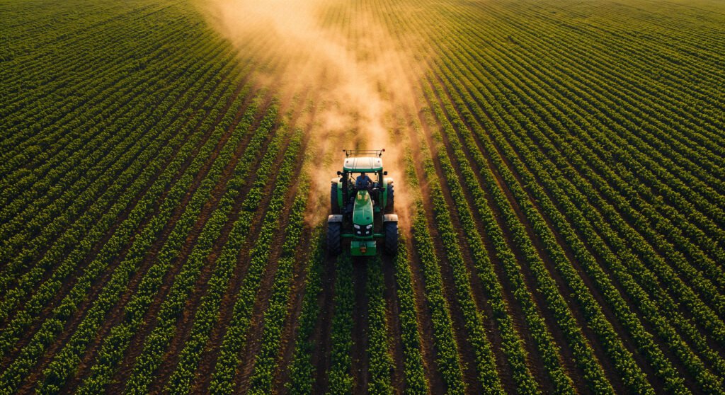 tractor working green field