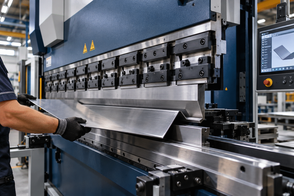 Prensa CNC dobrando chapa metalica
