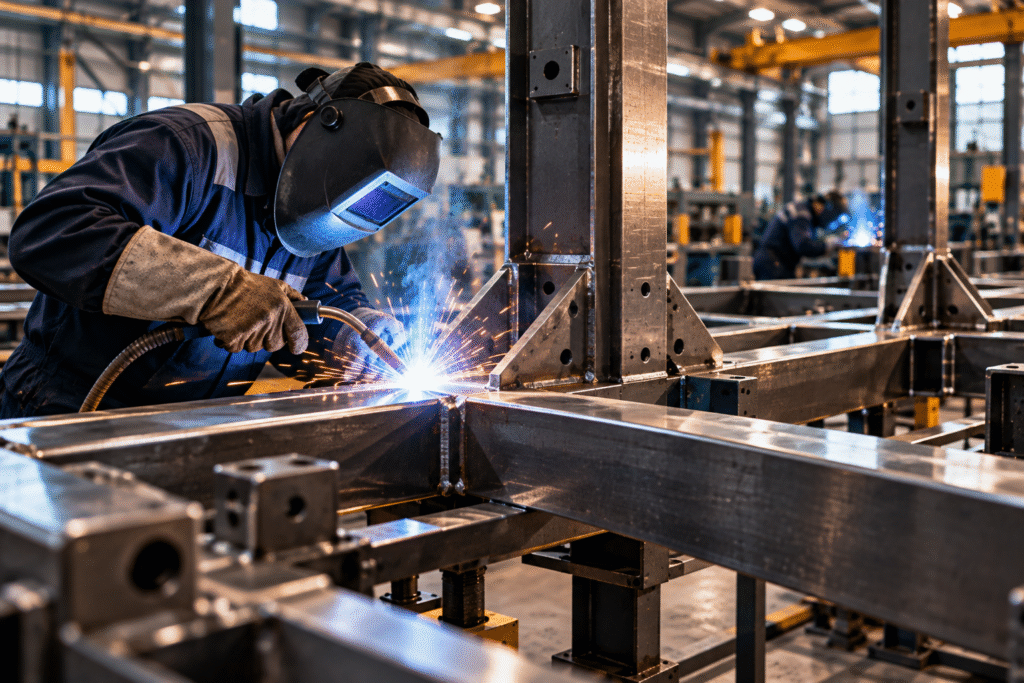 Soldagem Industrial com Faiscas e Estruturas de Aco